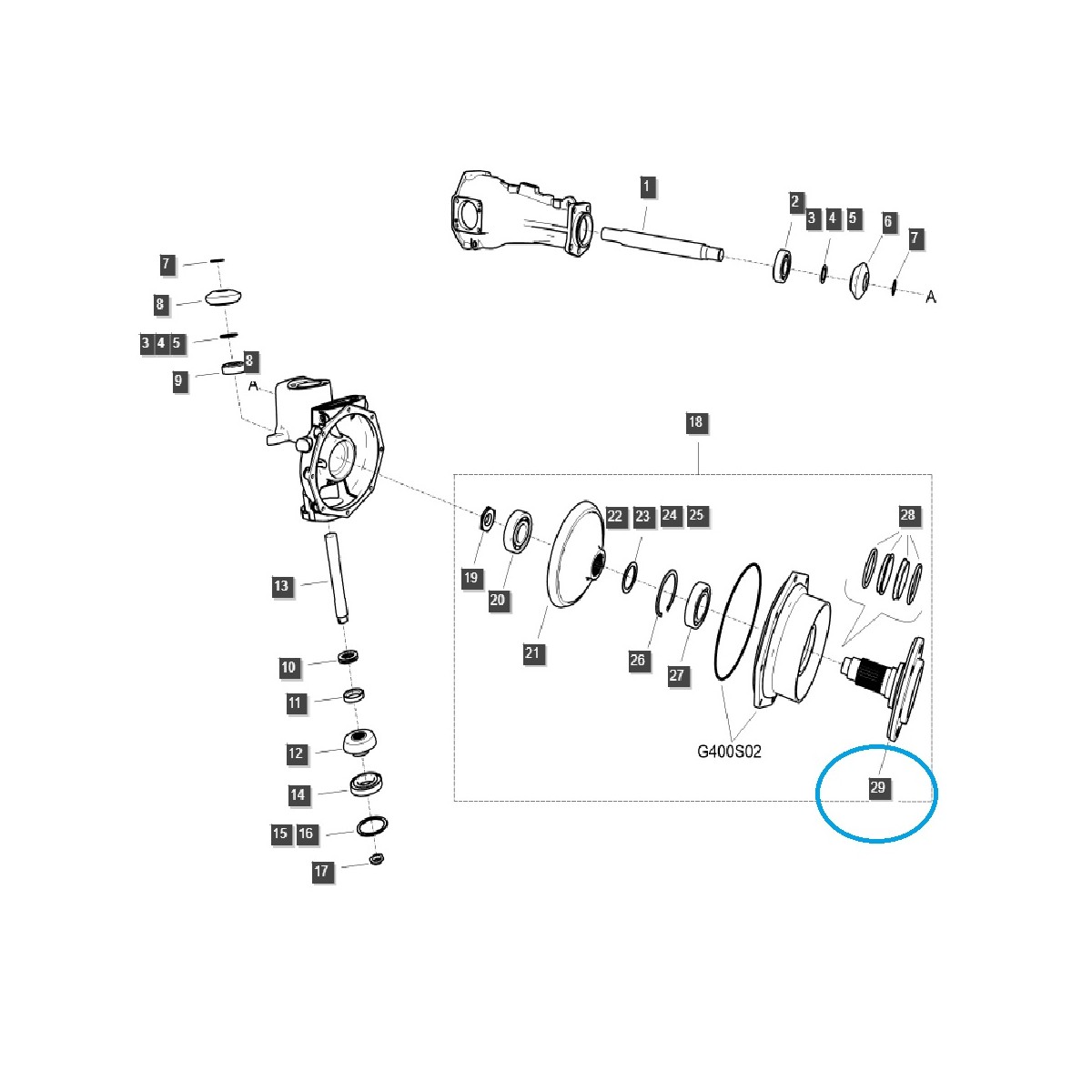 Vorderachsnabe / TRG400 / LS Traktor / 40036082