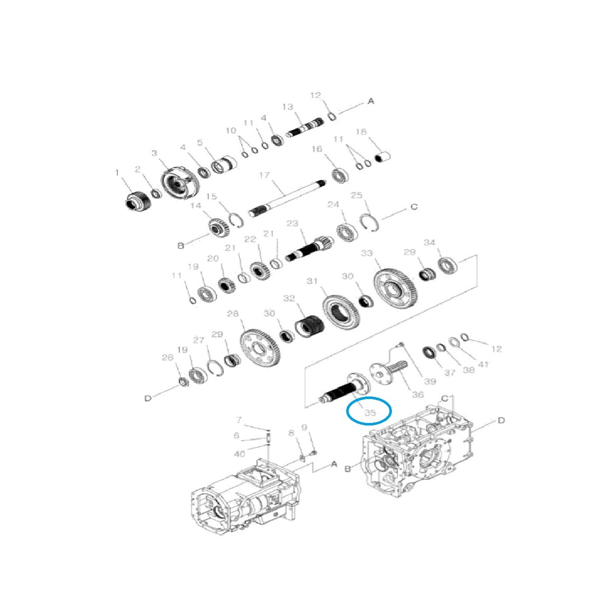 walki - Wałek przekładni WOM / TRG287 / LS Tractor / 40200755