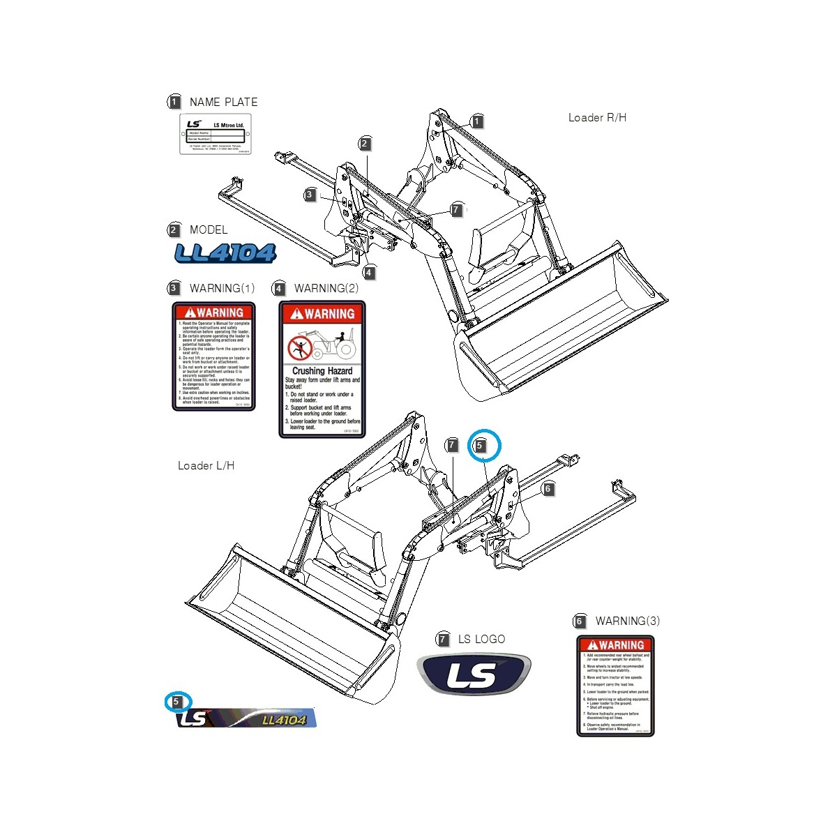 pièces pour ls - Naklejka LL4104 lewa / LS Tractor / 40320332