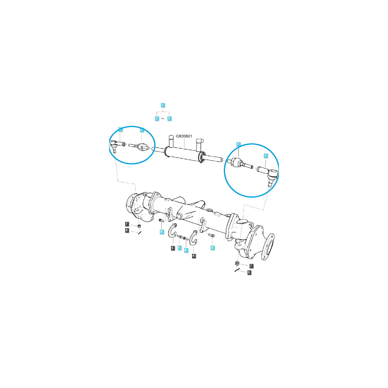 Vorderachse und Lenkgestänge / G610 / LS-Traktor / 40366046
