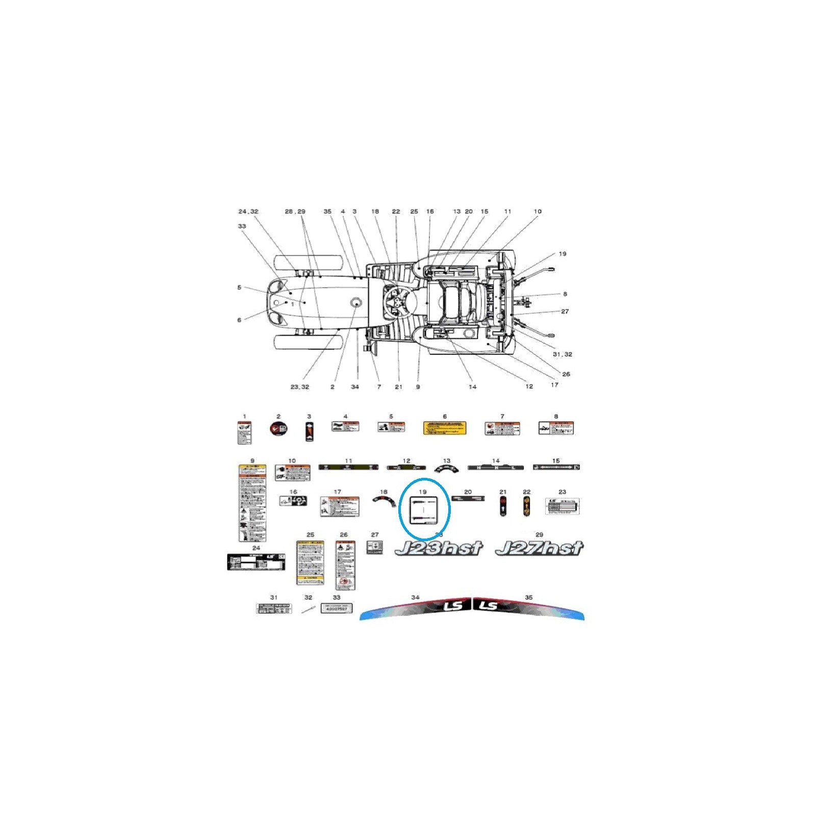 copy of Autocollant d'avertissement de différentiel TRG980 / Tracteur LS / 40008815