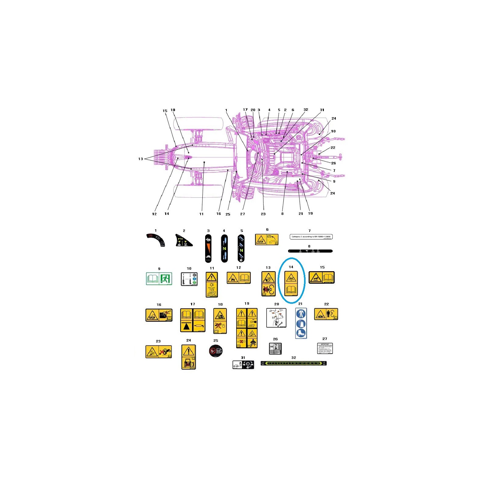 copy of Differential-Warnaufkleber TRG980 / LS Traktor / 40008815