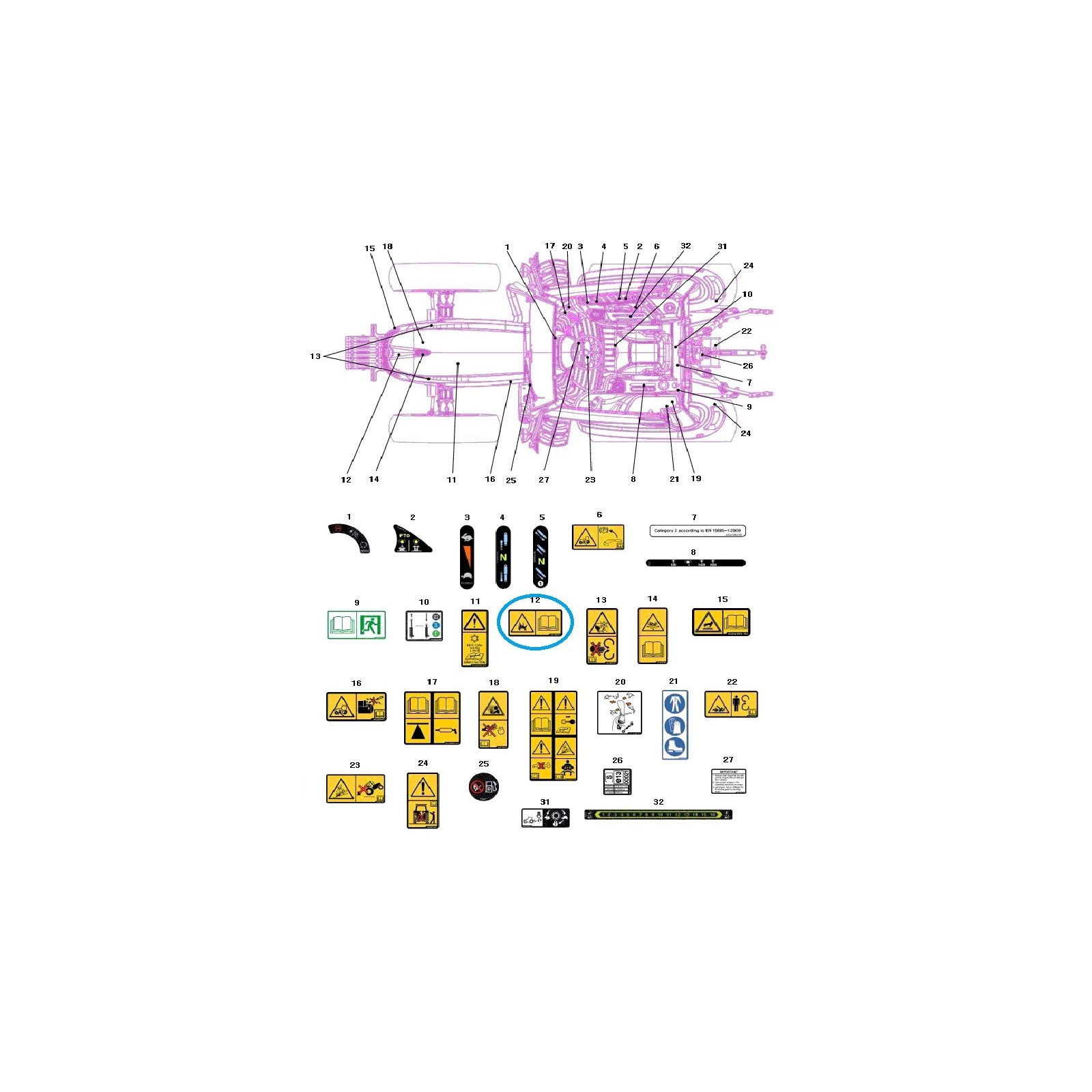 copy of Autocollant d'avertissement de différentiel TRG980 / Tracteur LS / 40008815