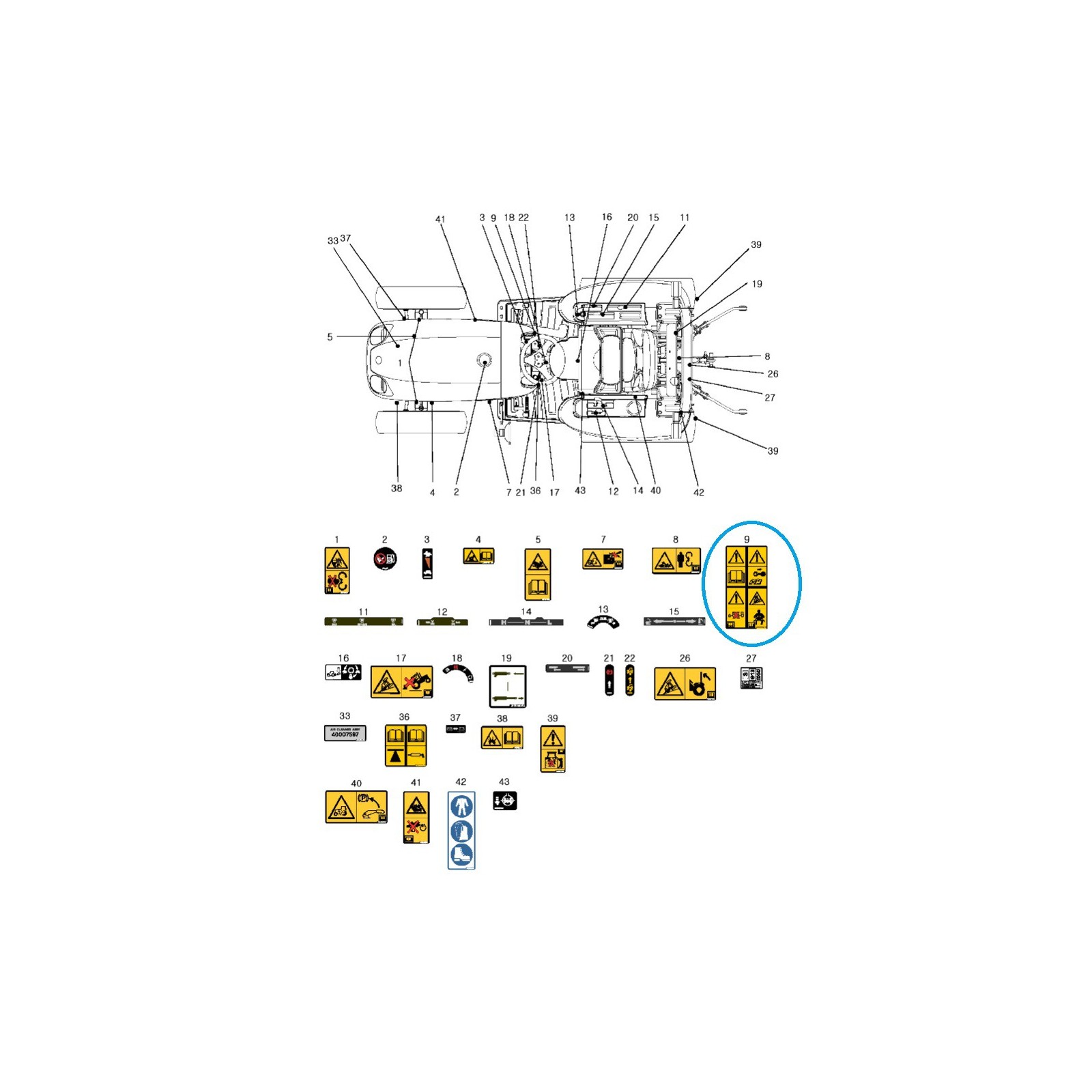 TRG980 / LS Tractor / 40008815 Differential Warning Sticker