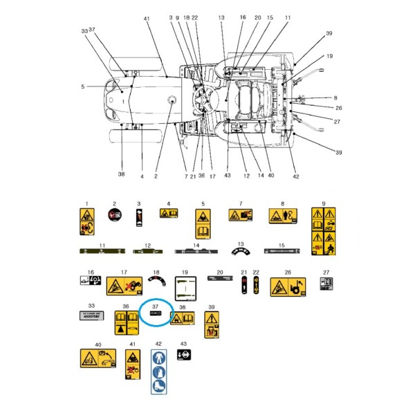 Naklejka informacyjna - wyłącznik akumulatora / TRG980 / LS Tractor / 40419765