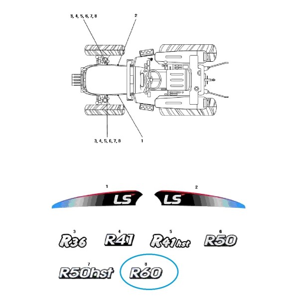 Information sticker model R60 TRG980 / LS Tractor / 40281132