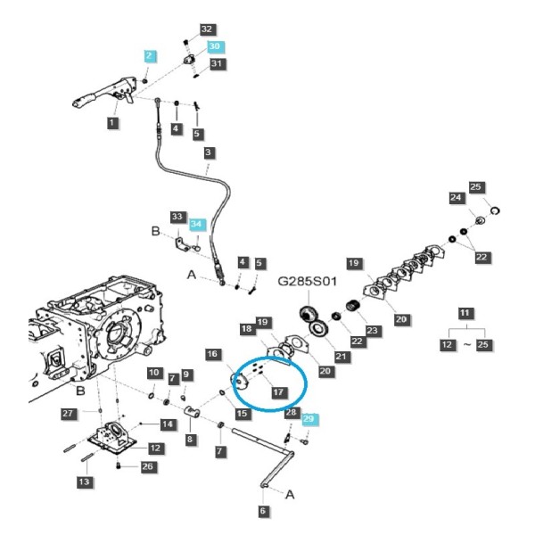 Ressort de levier de frein à main pour tracteur TRG650 / LS / 40030524