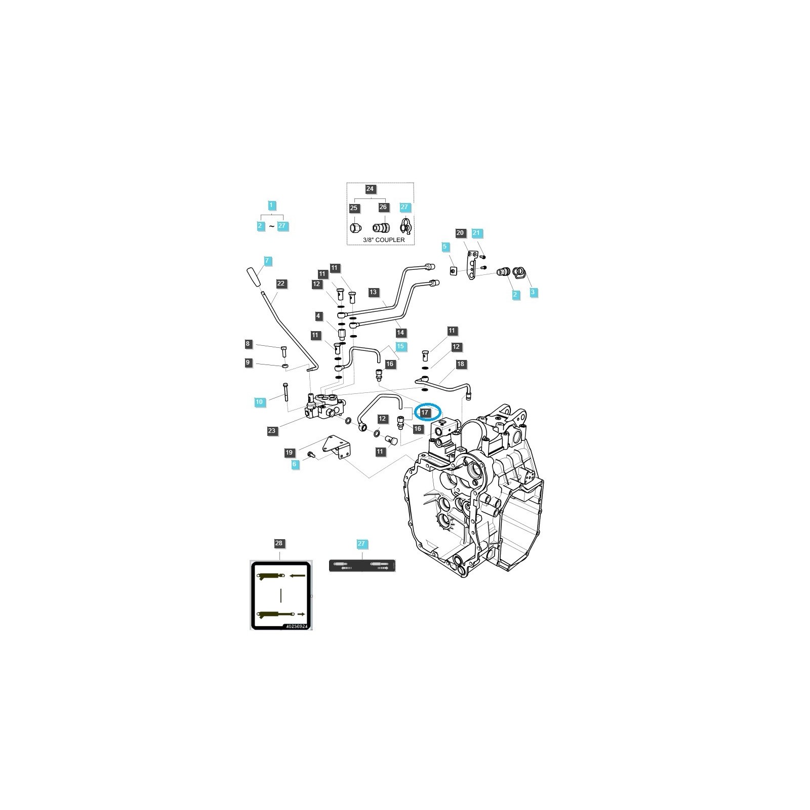 Hydraulická hadica / G827 / Traktor LS / č. 40195188