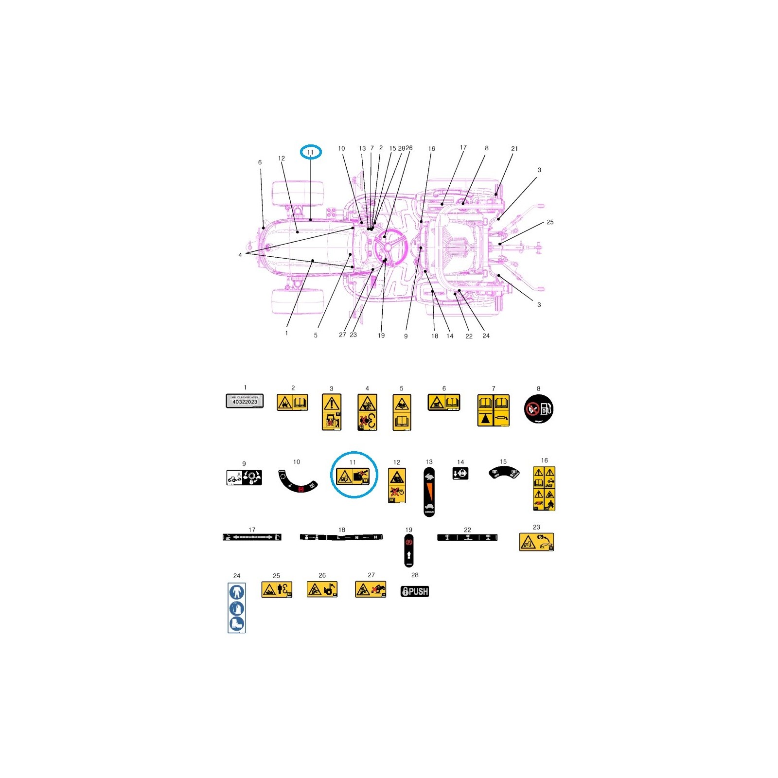Autocollant d'avertissement / TRG980 / Tracteur LS 40269466