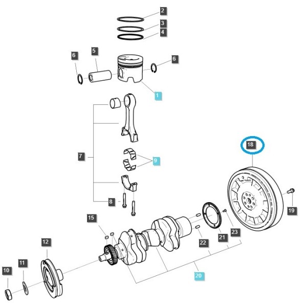 Shaft Flywheel / TRG281 / Ls Tractor 40201562