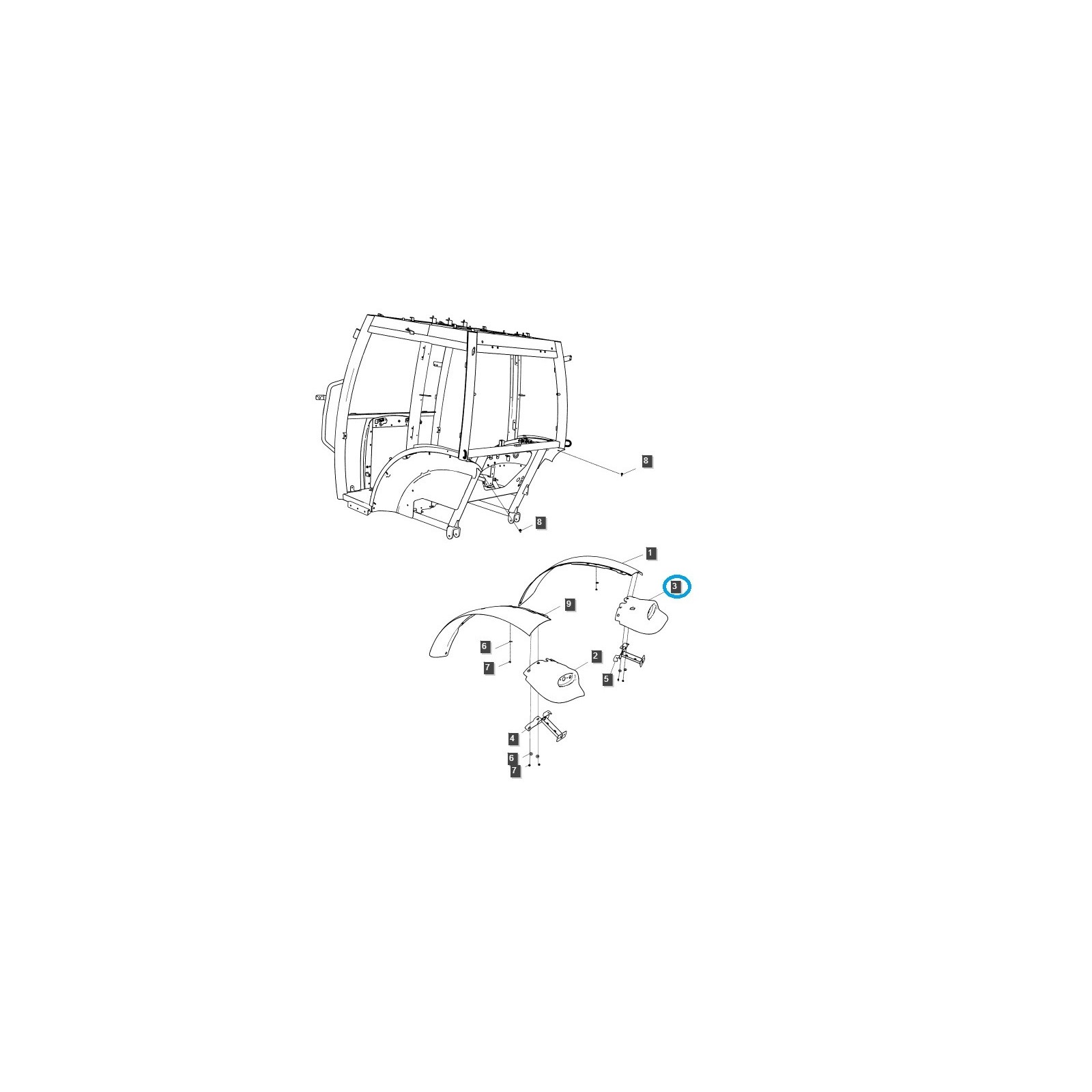 Garde-boue gauche pour tracteurs / G870 / Tracteur LS / n° 40027844
