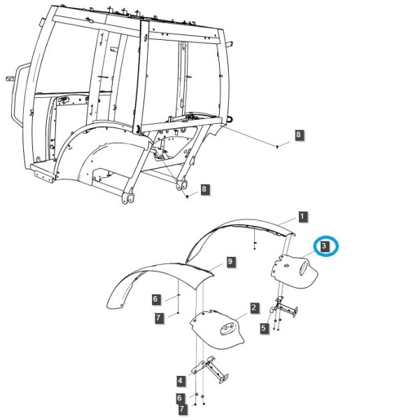 Guardabarros izquierdo para tractores / G870 / LS Tractor / n° 40027844