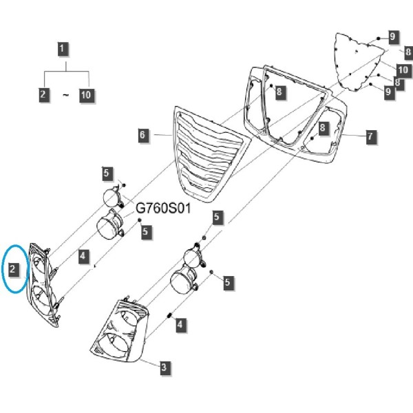 Predný kryt svetla - pravý - XU - T4 / TRG830 / LS Tractor / 40279691