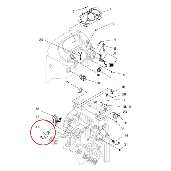 Sensor de posición de palanca de toma de fuerza / 12V / 20A / LS MT 3.35 / LS MT 3.40 / LS MT 3.50 / LS MT 3.60 / TRG750