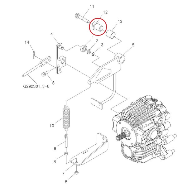 Montážne puzdro uvoľnenej páky / TRG292 / Ls Traktor 40009880