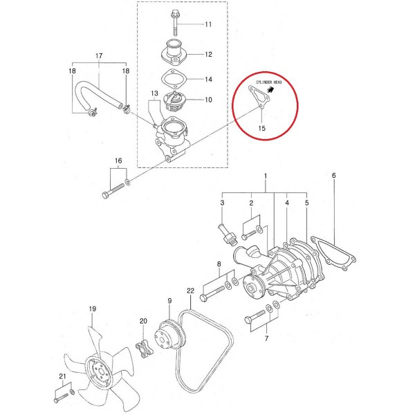 Těsnění tělesa termostatu / LS XJ25 / Mitsubishi S3L2 / 31A4610101 / MT40109259 / 40109259