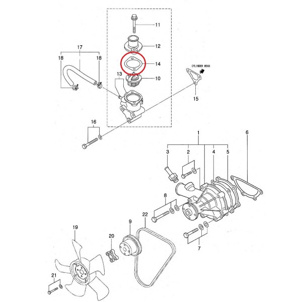 Junta termostato / Ø 49 mm / LS XJ25 / Mitsubishi S3L2 / 31A4611200 / 40122883