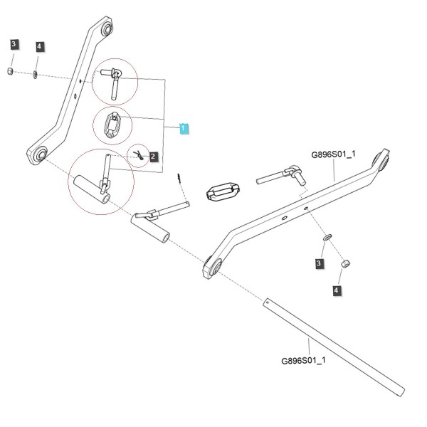 Stabilisateur de bras trois points avec manchon / Cat I / LS MT1.25 / LS MTXJ25 / 40441677 / 40194148