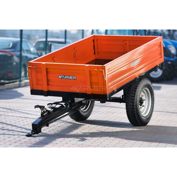 Remorque agricole simple essieu 1,5T avec frein et benne basculante 4FARMER