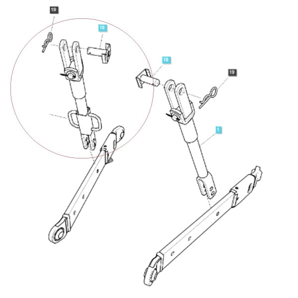 Einstellbare Dreipunkt-Anlenkung / (RH) G896 / Nr. 40008022 / LS Traktor