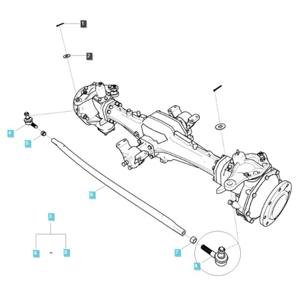 Extrémité de tige / 130 mm / Droite / LS MT3.35 / LS MT3.40 / LS MT3.50 / LS MT3.60 / G610 / A1610036 / No. 40008103