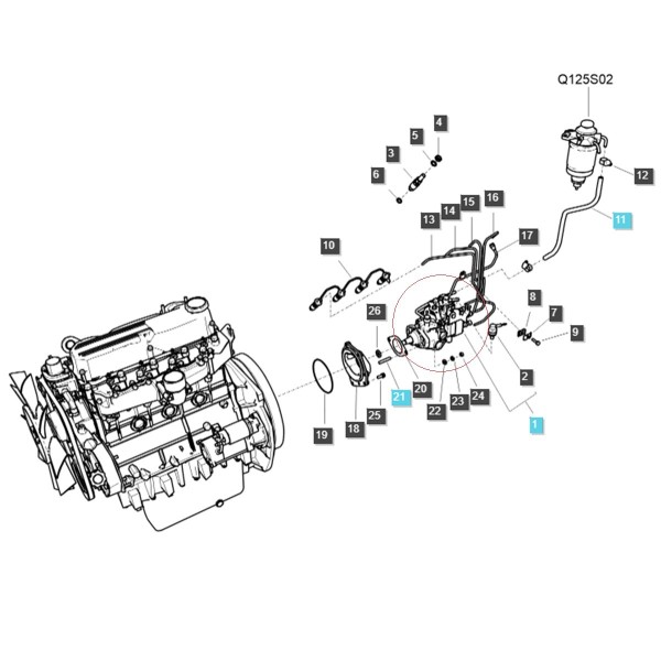 Einspritzpumpe / LS Traktor / 150 bar / EGQ125 / Nr. 40007585 / Q1250140 / 40255995