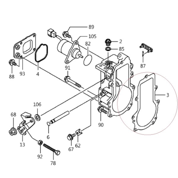 Joint de régulateur de vitesse / LS MT1.25 / Yanmar 3TNV80F / 119717-61050 / no. 40356065