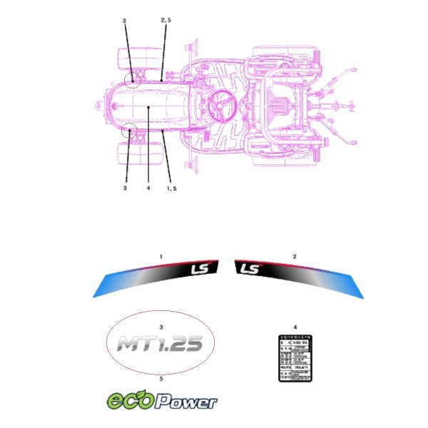 Adhesivo emblema MT1.25 / TRG980 / LS Tractor 40353126