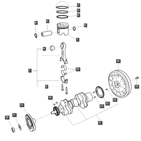 Pierścień tłoka / LS MT3.35 / LS MT3.40 / LS MT3.50 / LS MT3.60 / EGQ120 / nr 40265554