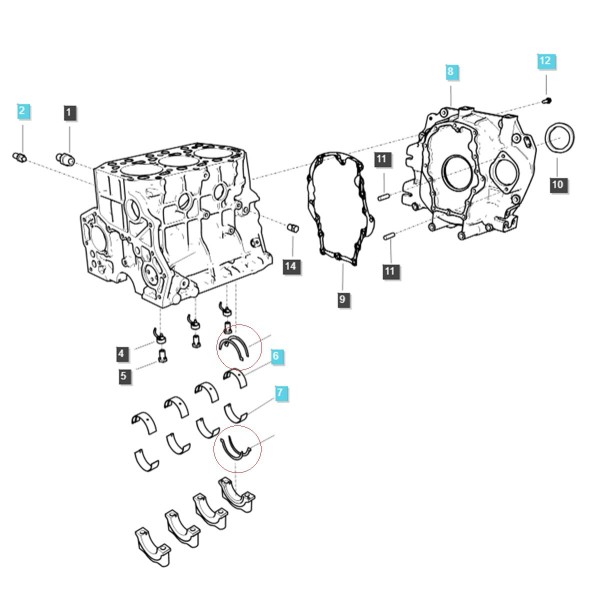 Crankshaft main bearings / spacers / LS MT3.35 / LS MT3.40 / LS MT3.50 / LS MT3.60 / EGQ110 / 40233147