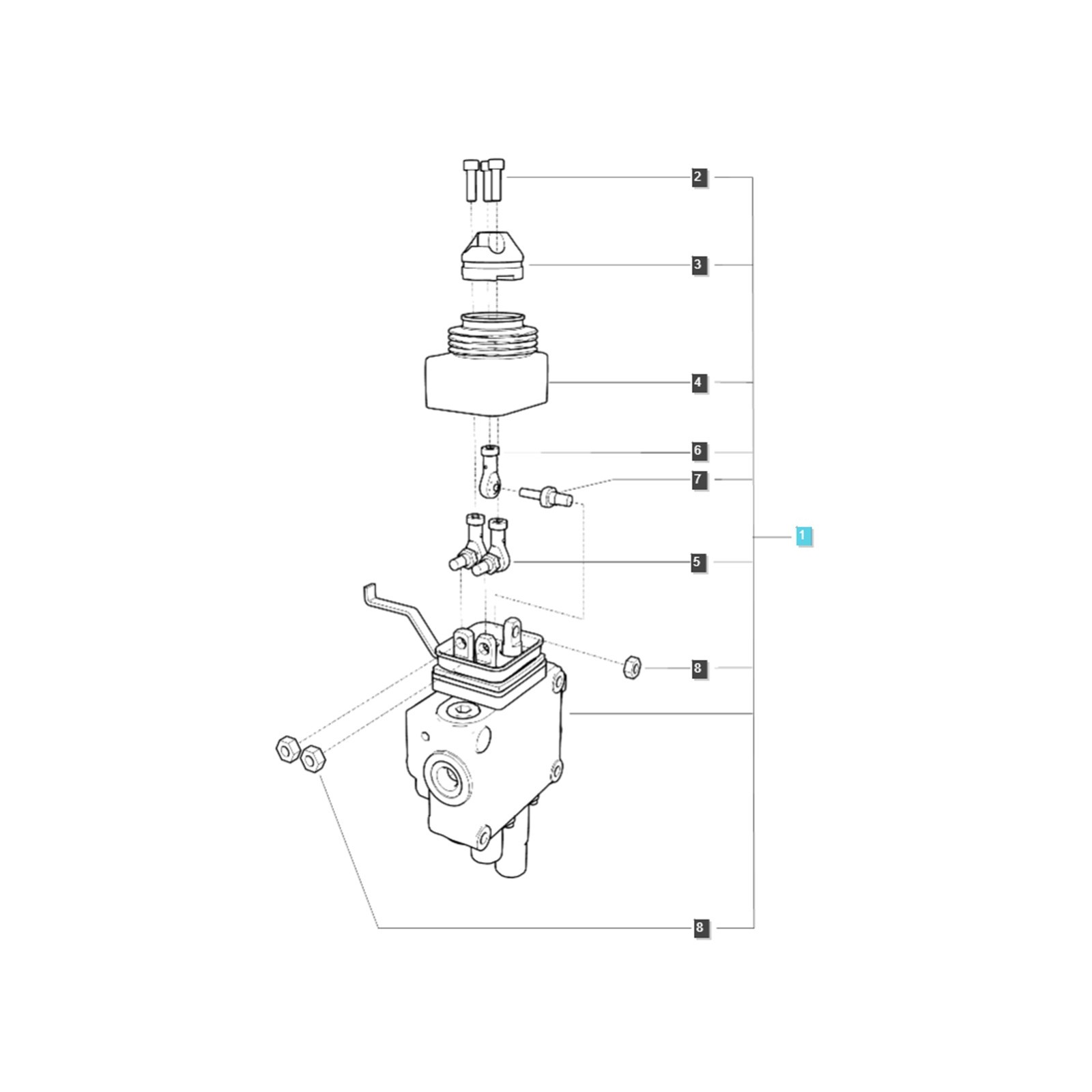 Mutter für Hydraulikverteilerbolzen / M8 x 1,25 / LS MT1,25 / TRG822 / Nr. 40433231