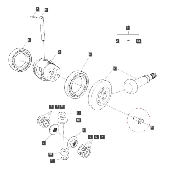 Vis à bride M8 x 1,25 x 20 / LS MT3.35 / LS MT3.40 / LS MT3.50 / LS MT3.60 / TRG310 / 40182447