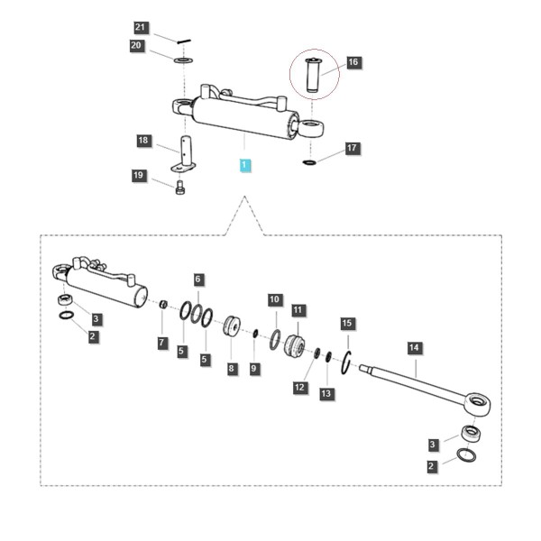 Pin with grease nipple / LS MT3.35 / LS MT3.40 / LS MT3.50 / LS MT3.60 / TRG630 / A1630519 / No. 40009475