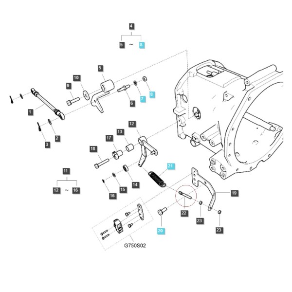 Tornillos / M8 x 1,25 x 44 / LS XJ25 / LS MT1,25 / LS MT3,35 / LS MT3,40 / LS MT3,50 / LS MT3,60 / TRG260 / A1260113 / 40012133