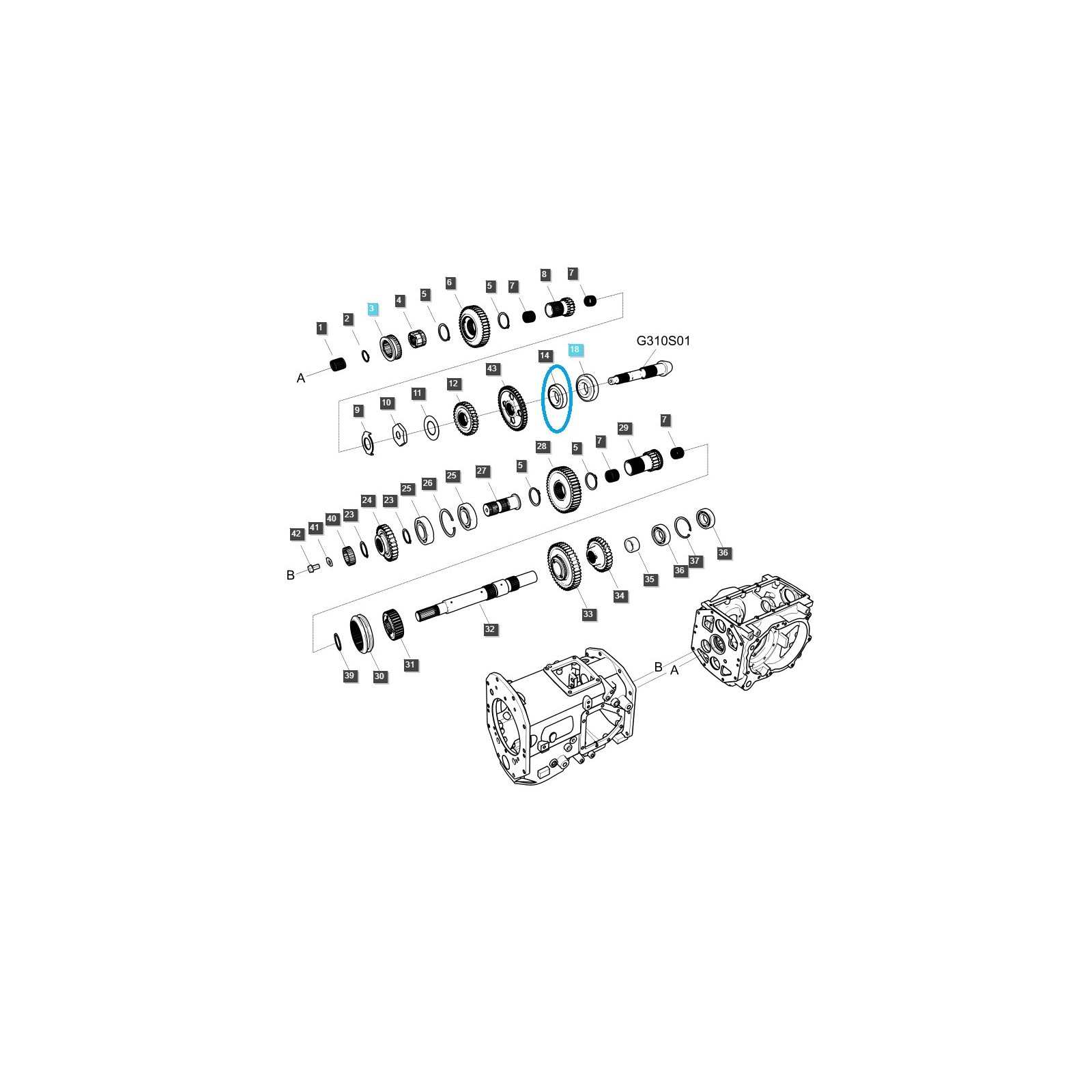 Tapered roller bearing 32004XJ / 20 x 42 x 15 mm / LS MT3.50 / LS MT3.60 / TRG400 / A1400076 / 40007983