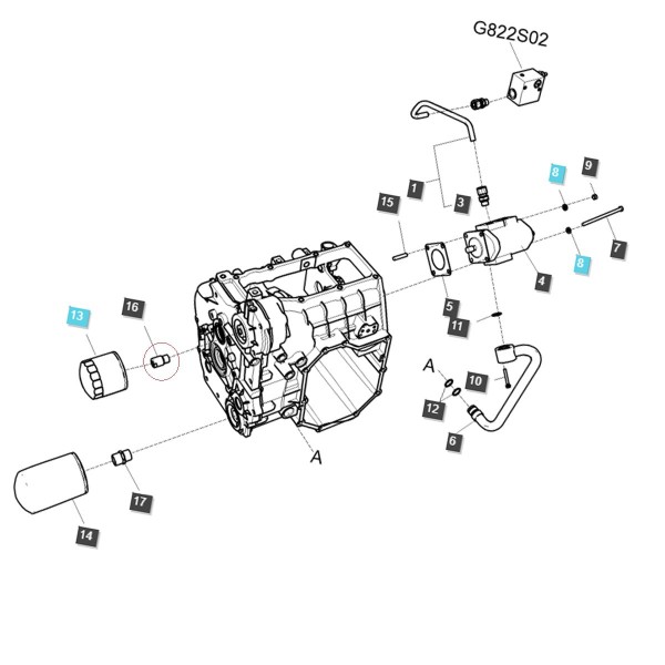 Adaptér hydraulického filtra / M20 x 1,50 / M16 x 1,50 / LS XJ25 / LS MT1,25 / TRG823 / č. 40220231
