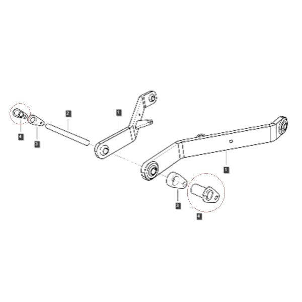 Buchse für Dreipunktanlenkung, Bolzen mit Öse 30 x 57 mm / LS MT1,25 / TRG896 / 40369516