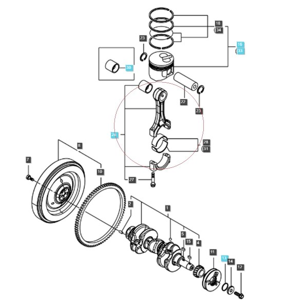 Ojnice / 167 mm / LS MT1.25 / Yanmar 3TNV80F / no. 40407010