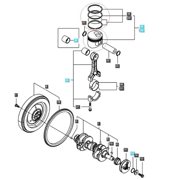 Pistón de motor / 80 mm / Yanmar 3TNV80F / LS MT1.25