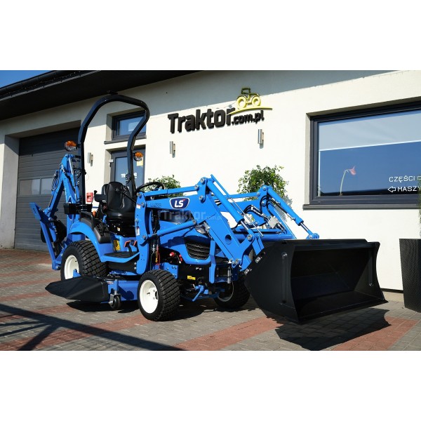 Traktor LS MT1.25 s bagrem, nakladačem, sekačkou a travními pneumatikami