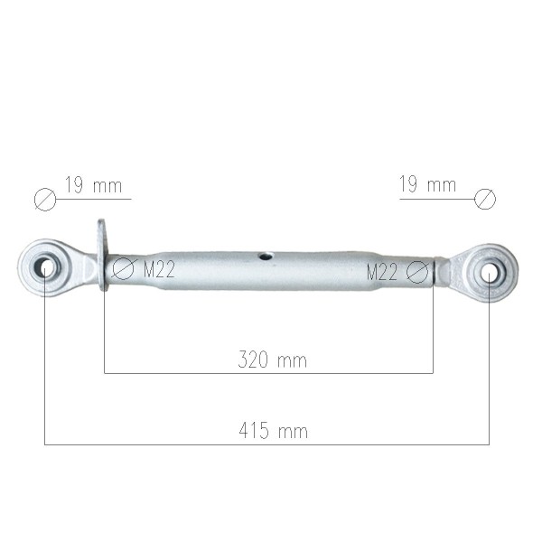 Trzypunktowy układ zawieszenia TUZ KUBOTA / Kat I/Kat I / 12 x 50 x 500 mm / M22 x 320 mm