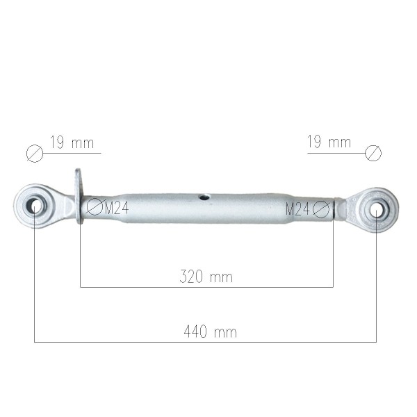 Sistema de enganche de tres puntos KUBOTA / Cat I / Cat I / 16 x 50 x 500 mm / M24 x 320 mm