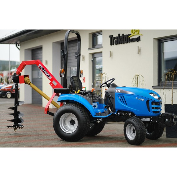 LS Tractor XJ25 MEC with grass tires and a 4FARMER drilling rig