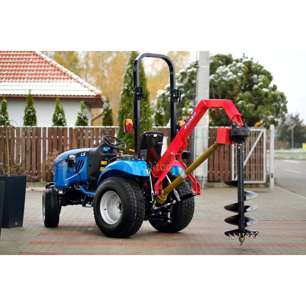 LS Tractor XJ25 MEC with grass tires and a 4FARMER drilling rig