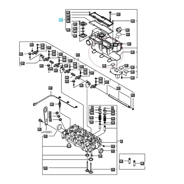 Junta de tapa de válvulas / LS MT1.25 / Yanmar 3TNV76 / 119718-11310 / MT40355952 / 40355952