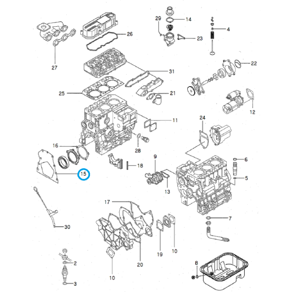Engine block gasket / LS Tractor / LS XJ25 / LS J23HST / LS J27HST / LS J23 / LS J27 / no. 40109204