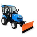Tracteur LS XJ25 MEC avec cabine, pneus industriels et chasse-neige