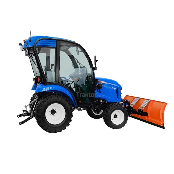Tracteur LS XJ25 MEC avec cabine, pneus industriels et chasse-neige