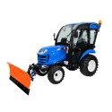 Tractor LS XJ25 MEC con cabina, neumáticos industriales y quitanieves