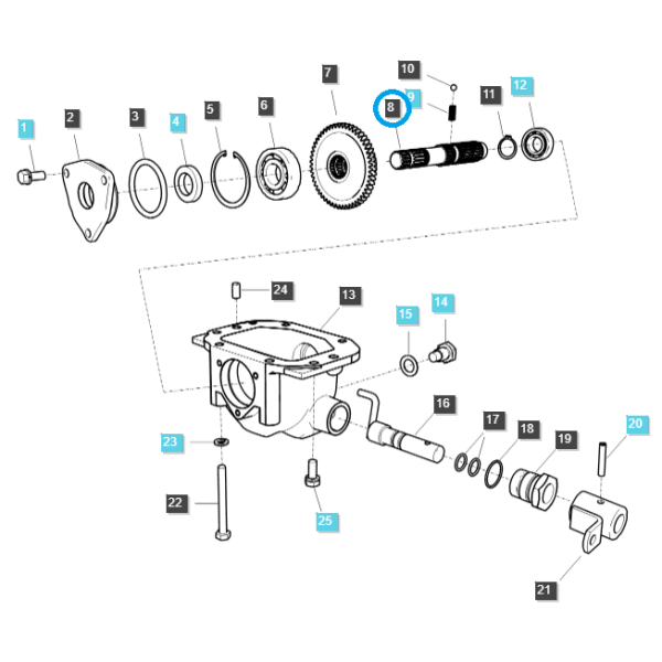 Centrální vývodový hřídel MID PTO/PTO / TRG287 / Ls Traktor 40009095
